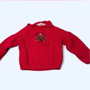 Red Kids Sweater with Embroidered Design